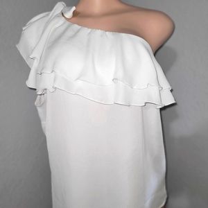 Delicate one shoulder white top